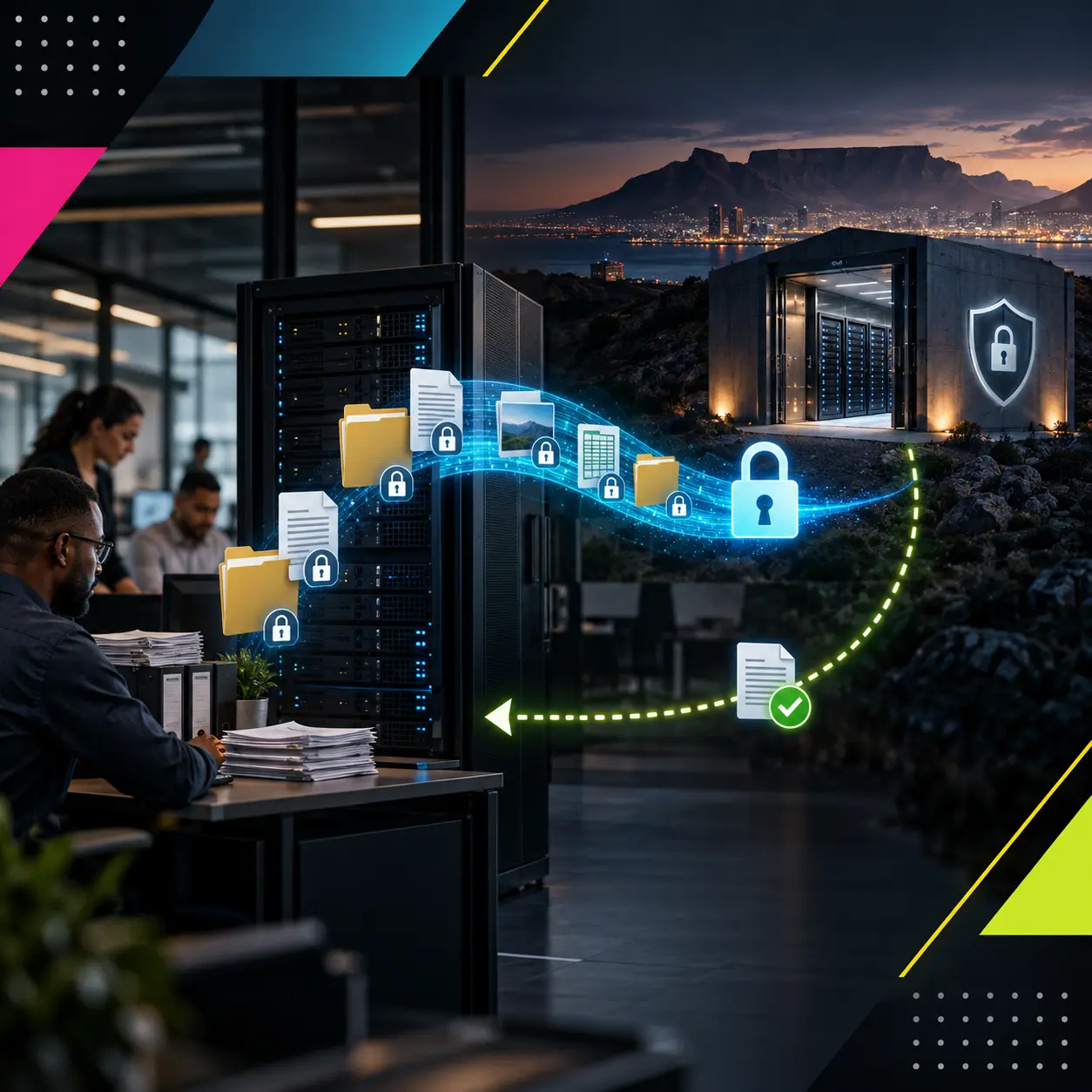 Primeworks editorial graphic: Secure and Simple Online Data Backup for On-Premise Data
