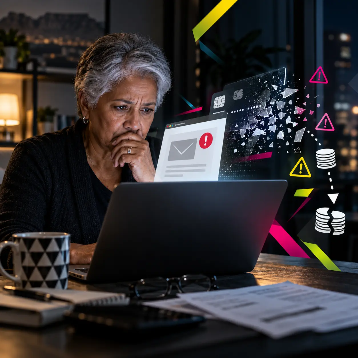 Primeworks editorial artwork about protecting people and businesses from online fraud